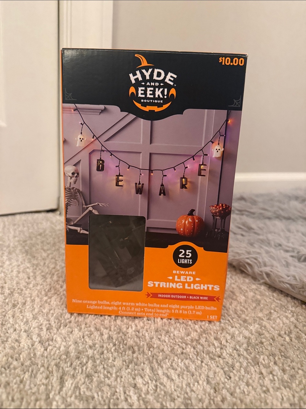Halloween Beware Orange LED String Lights - 25 Count